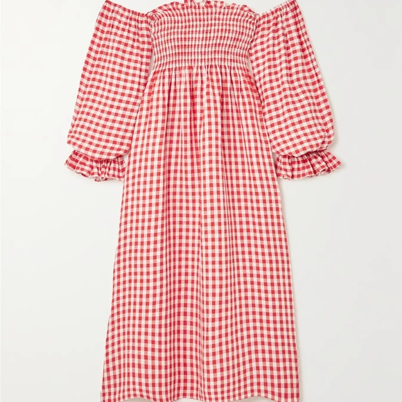 Sleeper Atlanta Midi Dress Red Gingham Size S - Picture 1 of 7
